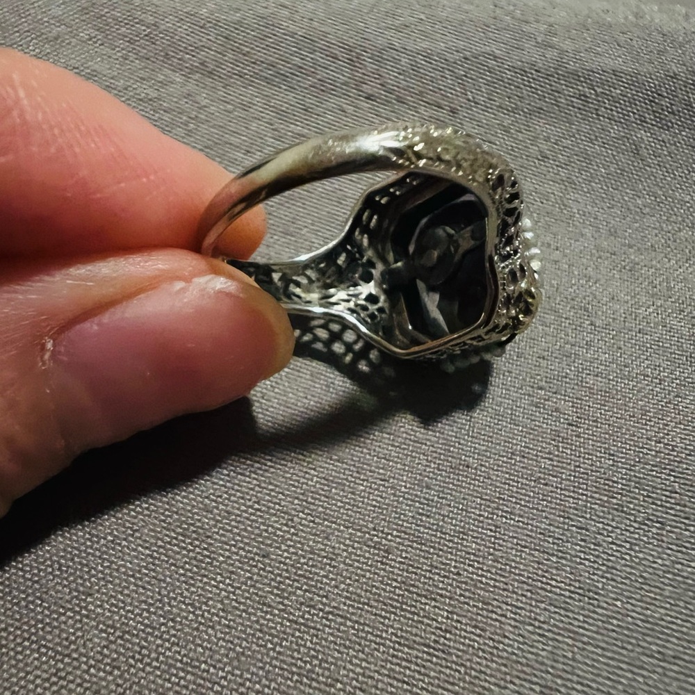 Edwardian 14K Gold Amethyst & Seed Pearl Ring – Antique - Picture 5 of 9
